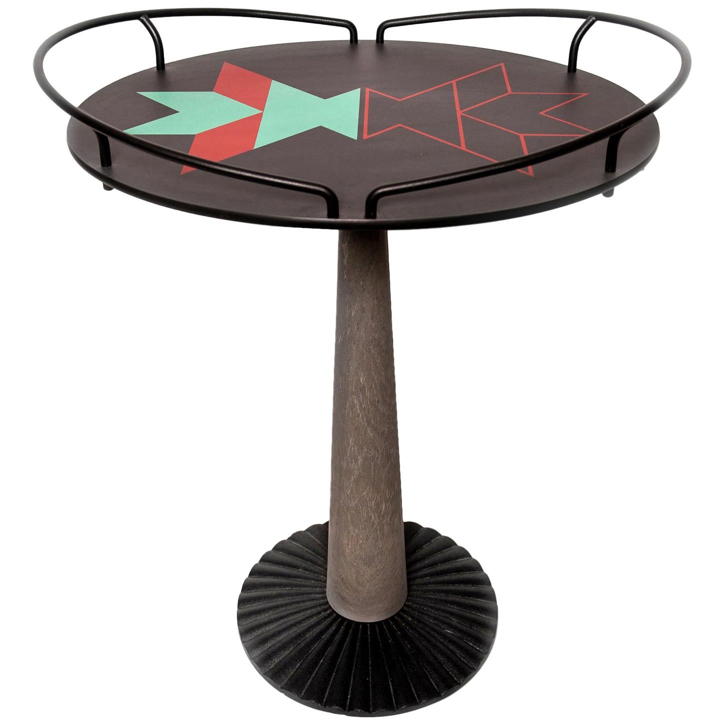 Postmodern 'Loto' Cast Iron Side Table by Hans von Klier For Sale
