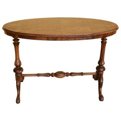 19th Century Victorian Burr Walnut Oval Occasional Table