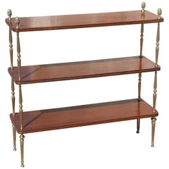Rectangular Paper Mill Mahogany Shelf Parts in Italy Gold Brass Design, 1950s