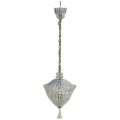 Seguso Lantern Italian Murano Art Glass Transparent Brass 1940 Crown Gold Powder