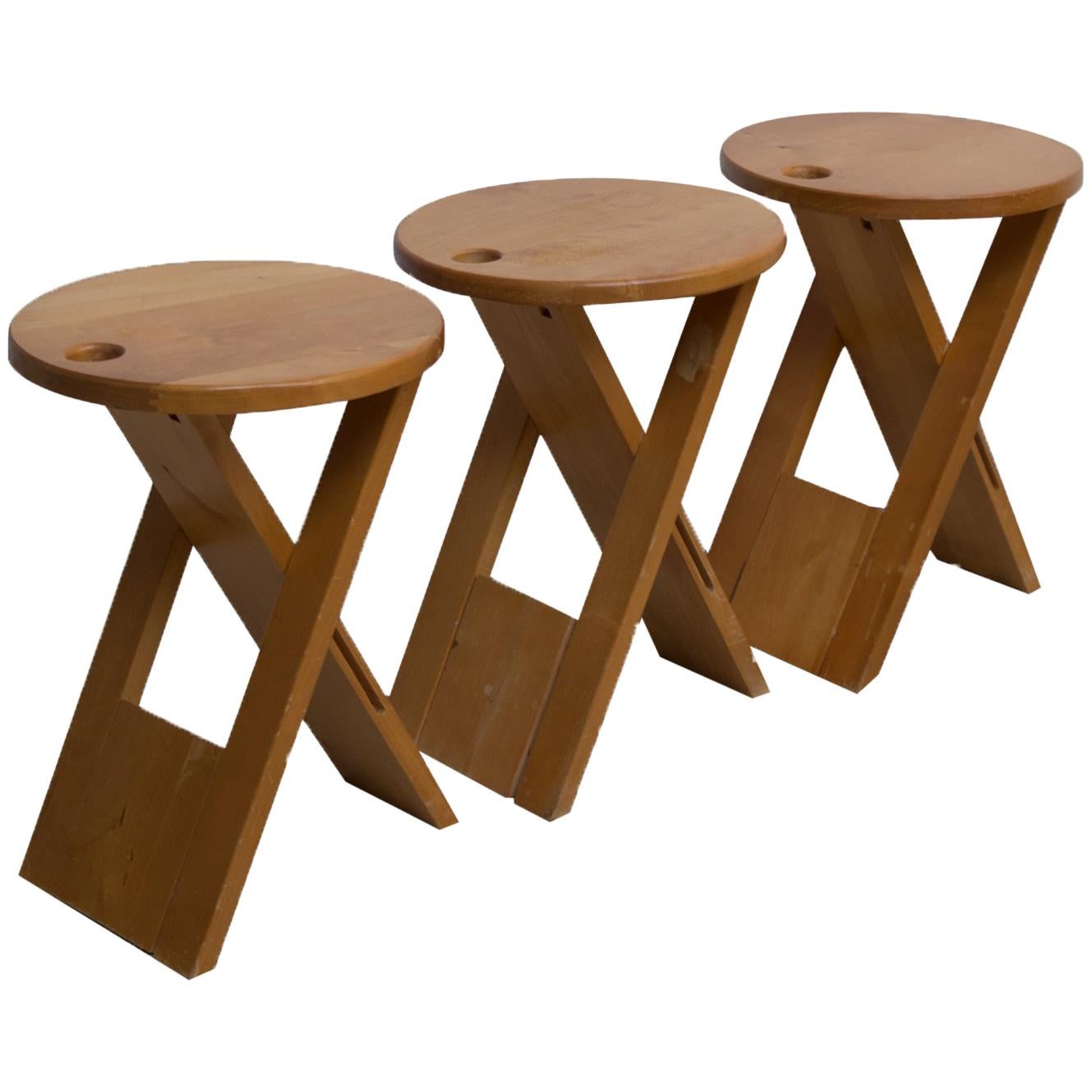 Vintage Beech Suzy Stools by Adrian Reed for Princes Design Works Ltd, 1980s