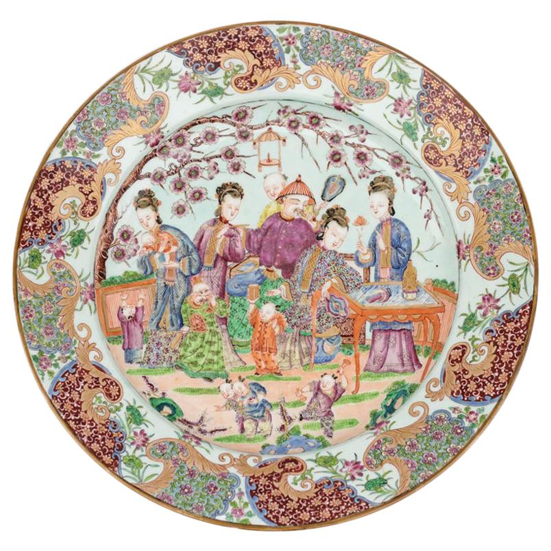 Large Famille Rose Porcelain Plate, Qing Dynasty