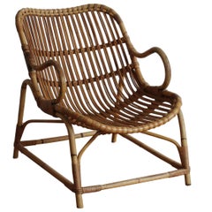 Flemming Lassen, Early Lounge Chair, Bamboo, Cane, E. V. A. Nissen & Co., 1940s