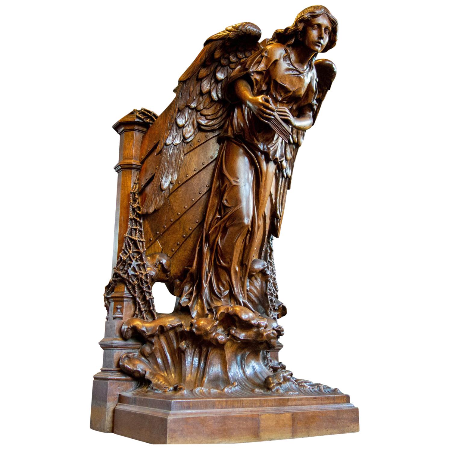 Hand Carved Skippers Pulpit Statue, 1850 Normandy