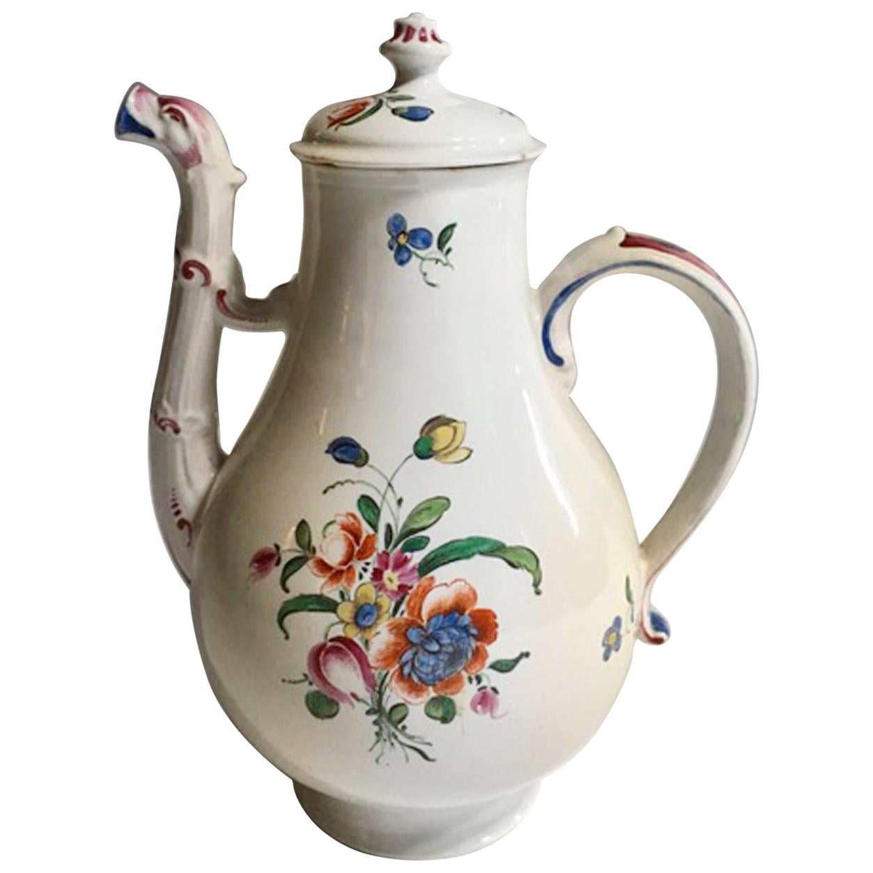Italy Richard Ginori Porcelain Coffee Pot Multi-Color Country Flowers Decor