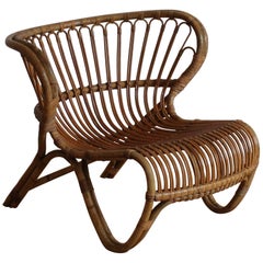 Viggo Boesen, Early Lounge Chair, Bamboo, Cane, E. V. A. Nissen & Co. 1940s