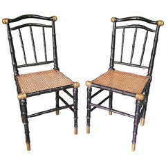 Pair of Late 19th Century English Victorian Faux Bamboo Chairs