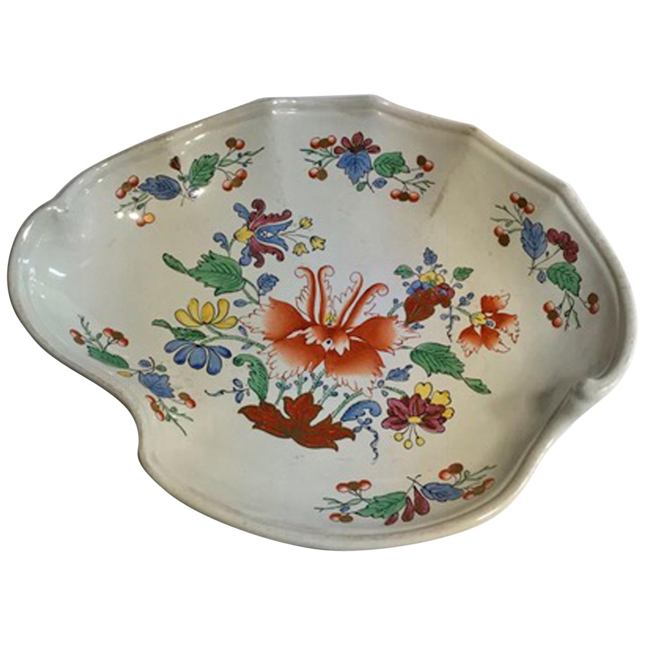 Italy Richard Ginori Mid-18th Century Porcelain Hand Painted Tulip Decor Bowl For Sale