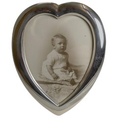 Antique English Heart Shaped Sterling Silver Photograph Frame, 1901