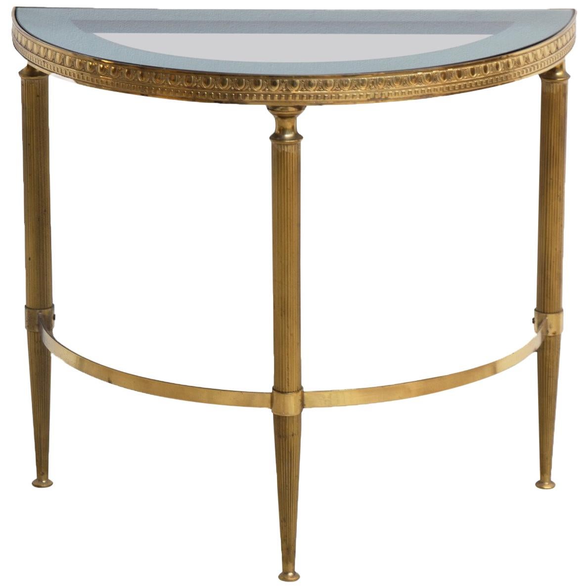French Maison Baguès Brass Cocktail Side Table with Mirrored Glass Top