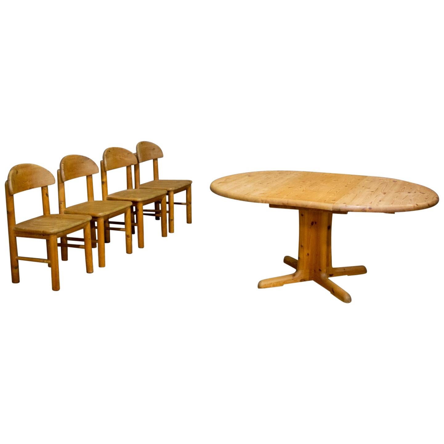 Set of 4 Chairs and Table by Rainer Daumiller for Hirtshal Sawmill, Denmark 1970