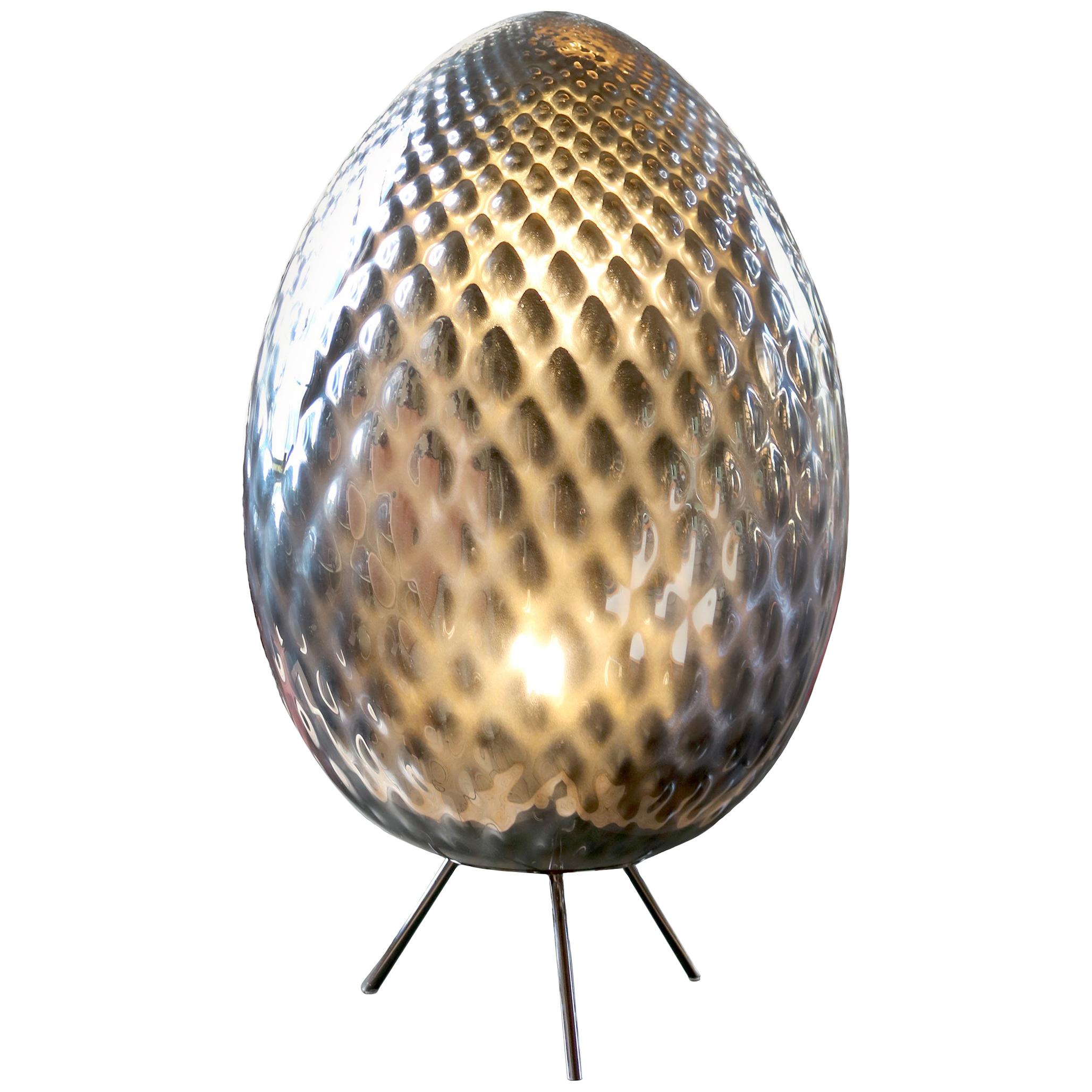 Silver Murano Glass Egg Lamp im Angebot