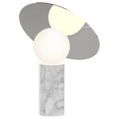 Bola Disc Table Lamp in Carrara Marble and Chrome by Pablo Designs