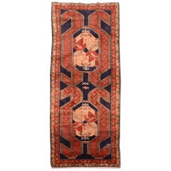 Antique Hand Knotted Persian Heriz-Serapi Geometric Long Rug