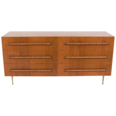 Elegant Modern Chest with Reed Wrapped Handles by T.H. Robsjohn Gibbings
