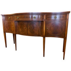Federal Extra Large Mahogany Inlaid Bow Front Server Buffet Sideboard