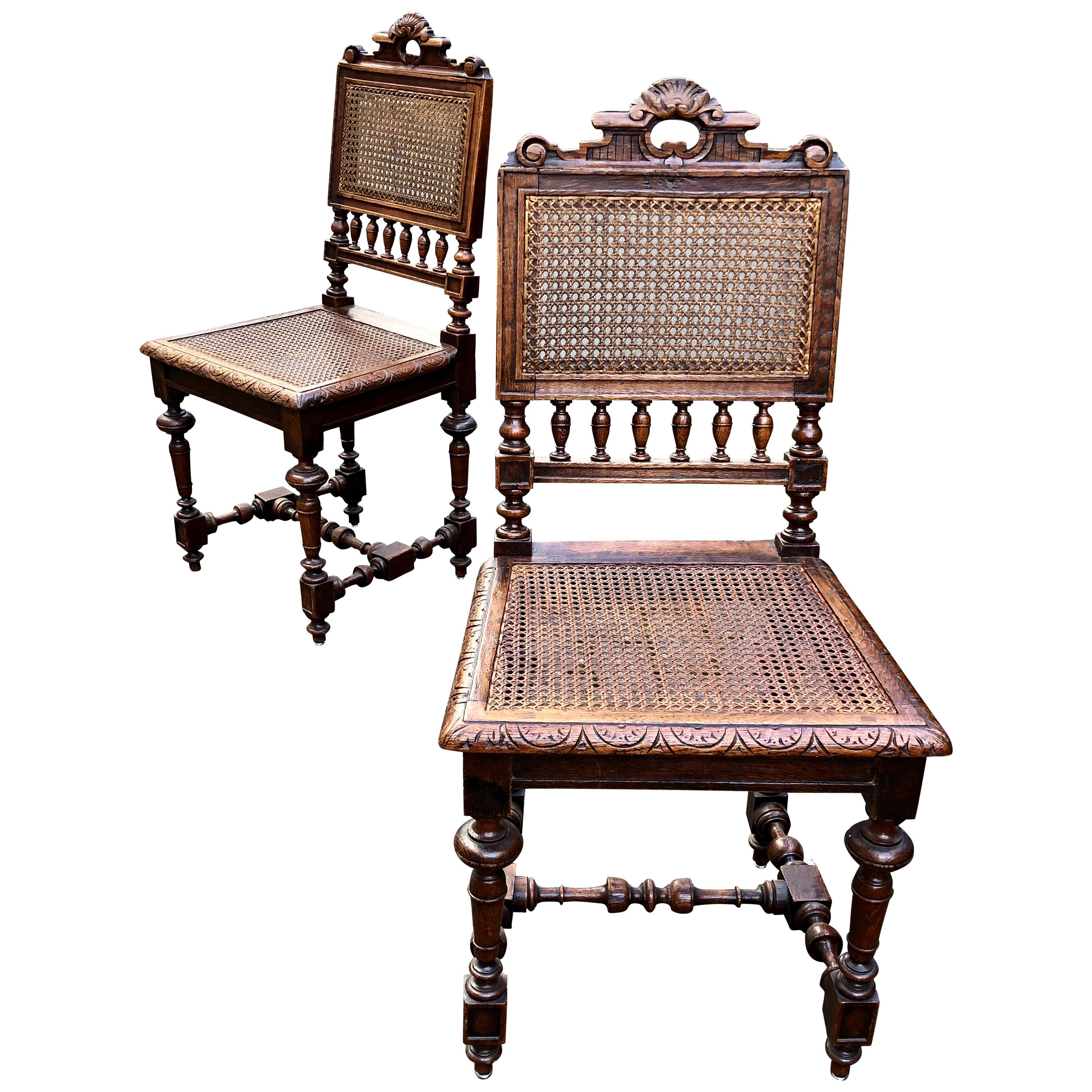 SALE Pair of Renaissance Revival Carved Cane Chairs Complimentary Shipping 