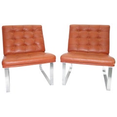 Moduline Leather Chairs with Steel Legs by Ole Gjerløv-Knudsen for France & Son