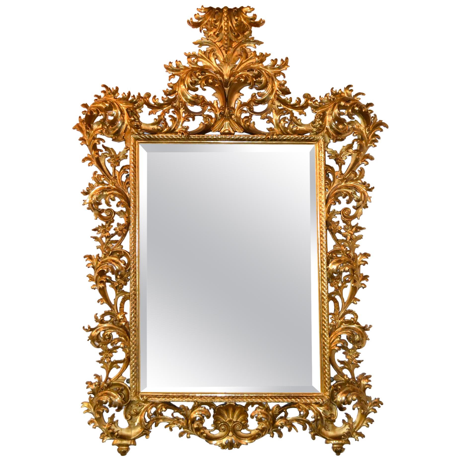 19th Century Italian Florentine Giltwood Mirror For Sale