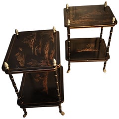 Pair of Lacquered Italian Chinoiserie Side Tables