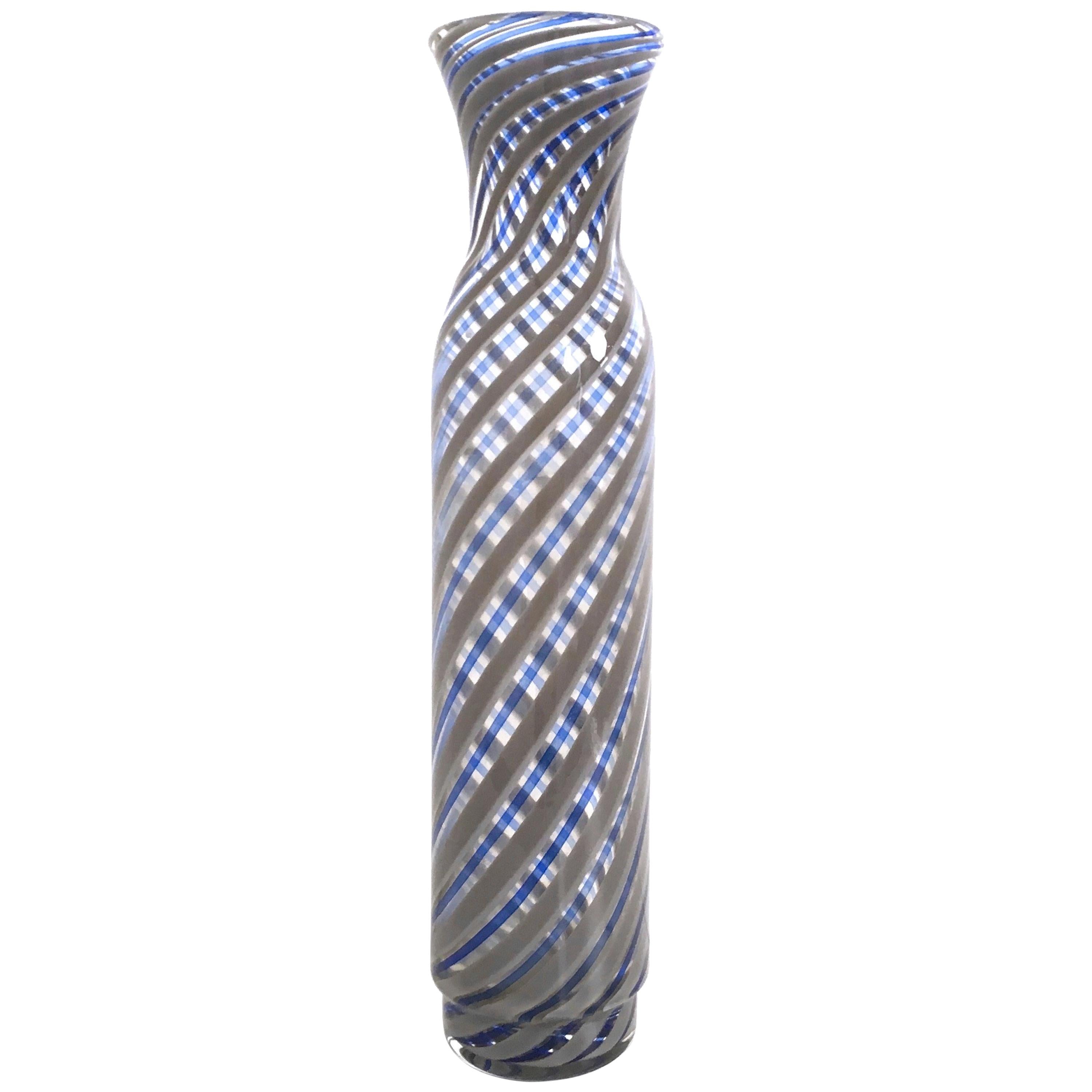 Midcentury Blue and Gray Murano Glass Vase, Italy, 1960s