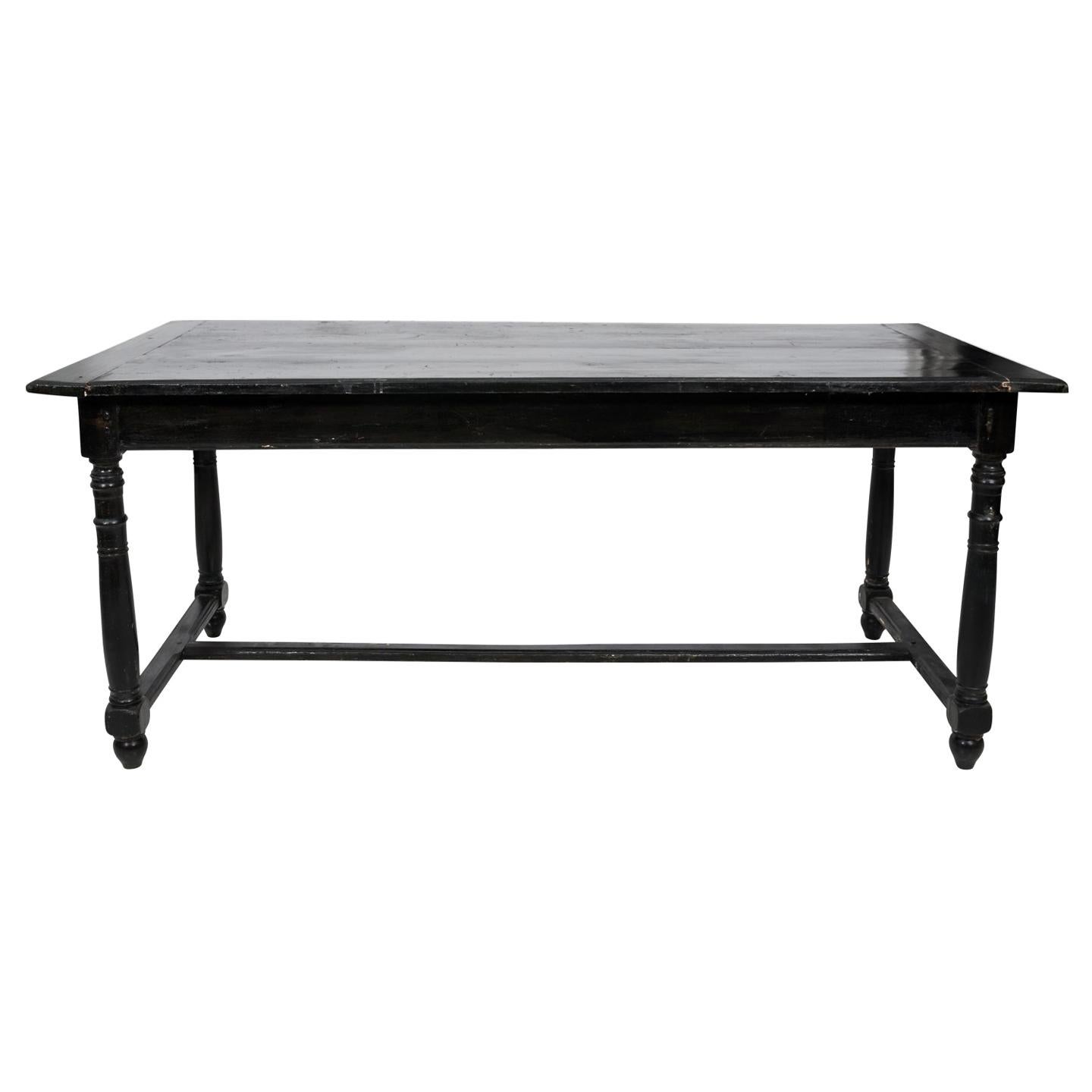 Black Painted French Country Dining Table, circa 1870