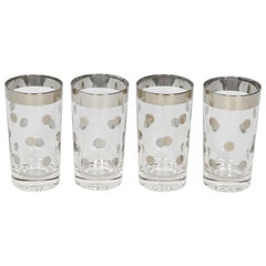 Retro 1960s Set of Four Dorothy Thorpe Barware Glasses with Polka Dot Design