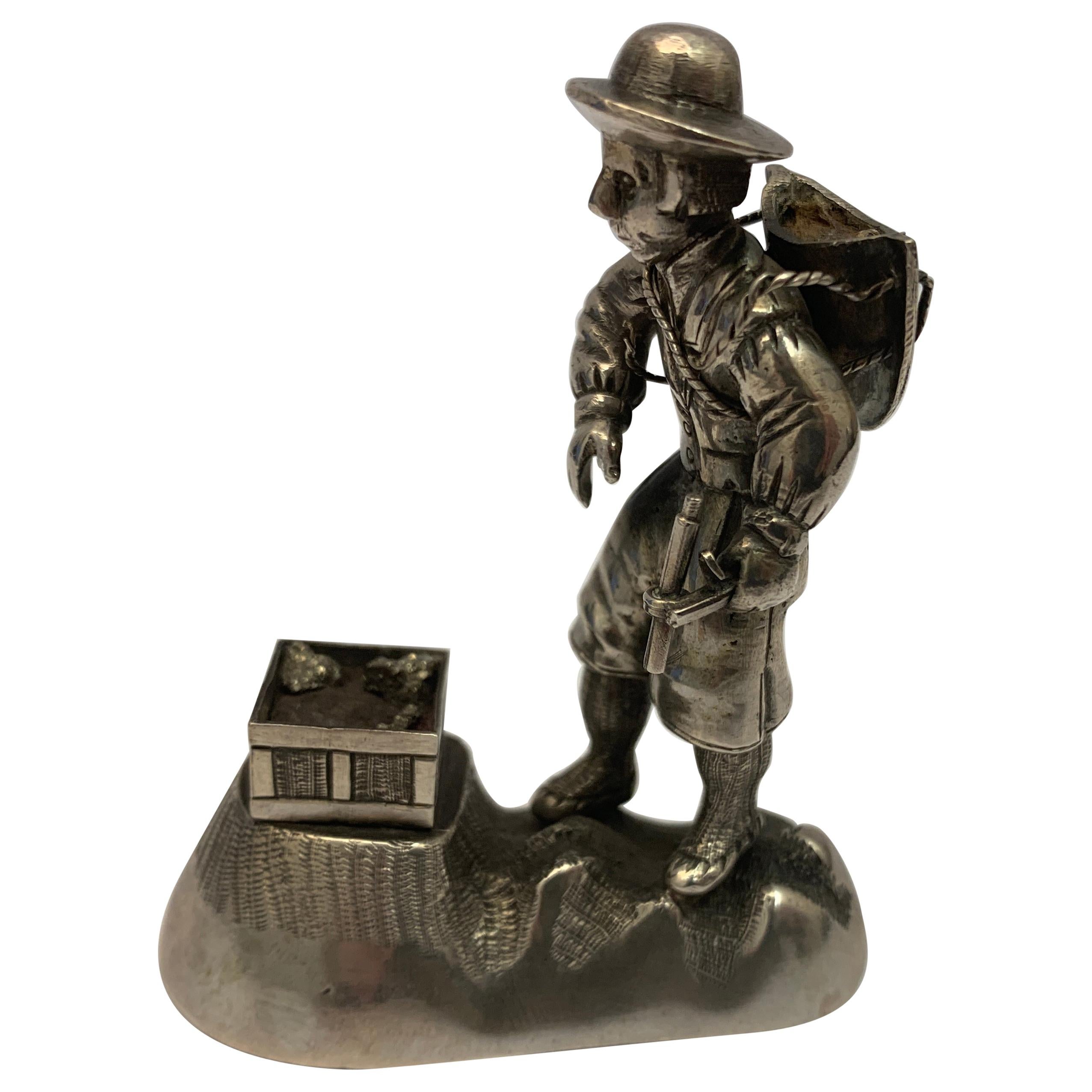 Small Antique Silver Model of a Prospector