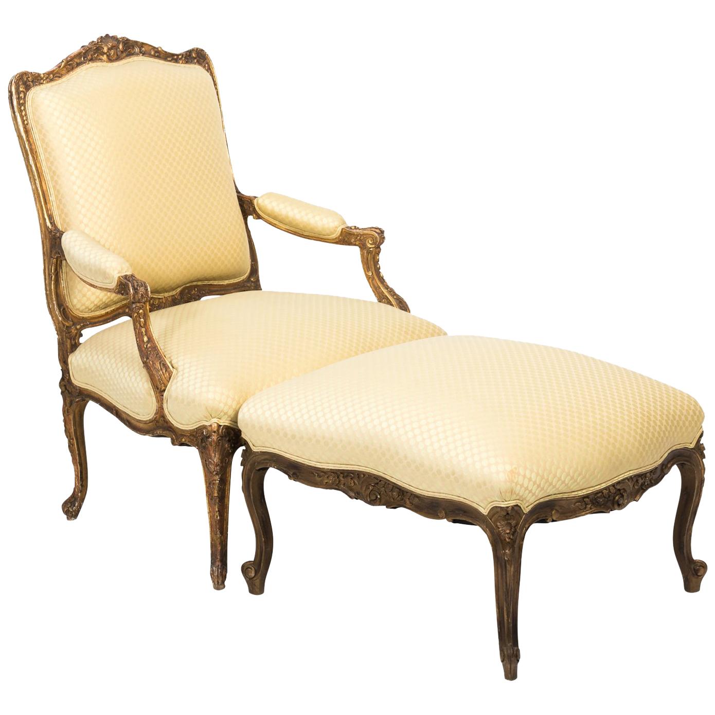 19th Century Giltwood Chaise Lounge Chair