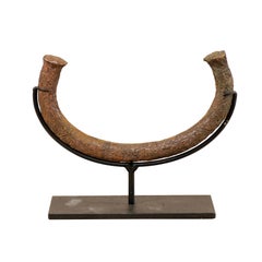 Antique An African Manilla Trade Currency on Custom Iron Stand