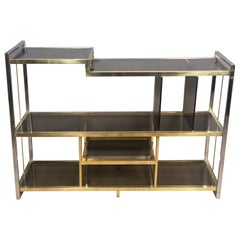 Brass, Glass and Chrome Console Sideboard Serantoni & Arcangeli, 1970s, Italy