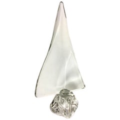 Extra Large Crystal Sailboat Sculpture by Daum France