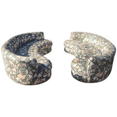 Wonderful Pair Adrian Pearsall Style Kidney Curved Shape Sofa Mid-Century Modern