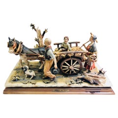 Enorme escena de porcelana de calidad de Capodimonte "Ritorno Dai Campi" de S. Agostino