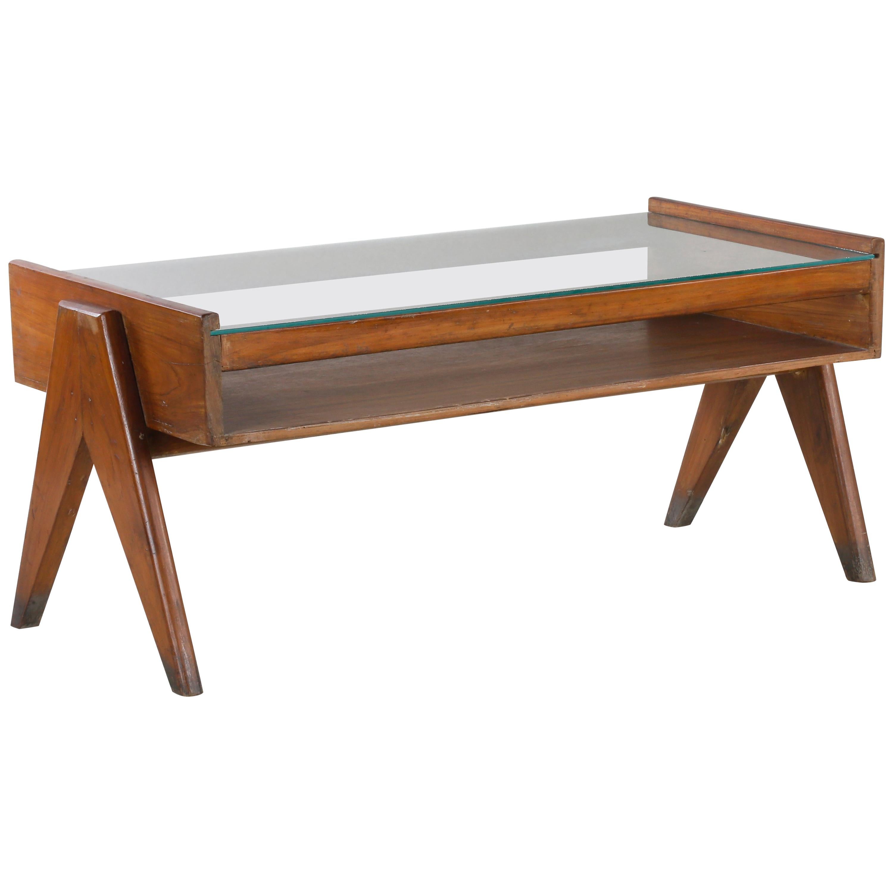Pierre Jeanneret Rare Chandigarh Glass Table Pj Tb 05 A For Sale At 1stdibs