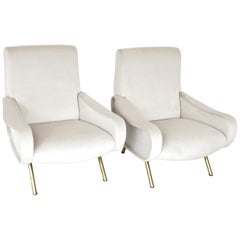 Pair of Marco Zanuso Italian Lady Lounge Chairs for Arflex