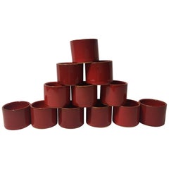 12 Ceramic Bijorn Wiinblad Rosenthal Red Egg Cups 1960's Never Vintage