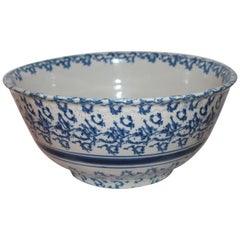 19th Century Sponge Ware Pottery Mixing Bowl