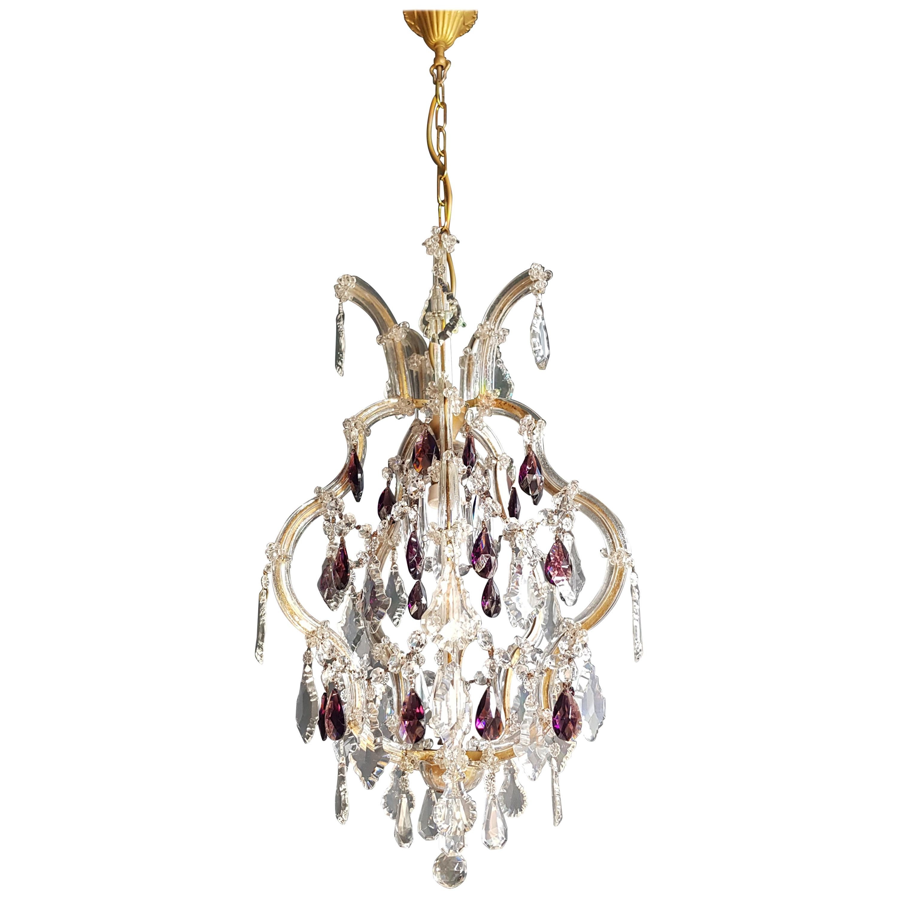 Maria Theresa Crystal Purple Chandelier Antique Ceiling Lamp Lustre Art Nouveau