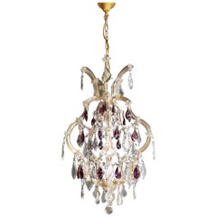 Maria Theresa Crystal Purple Chandelier Vintage Ceiling Lamp Lustre Art Nouveau