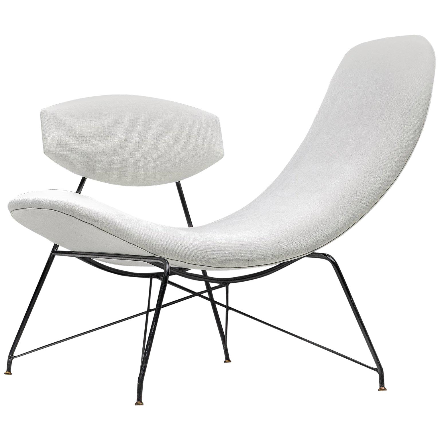 Martin Eisler Reversible Chair Reupholstered in White Linen