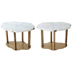 Paire de tables basses en quartz et cristal de roche en forme de nuage