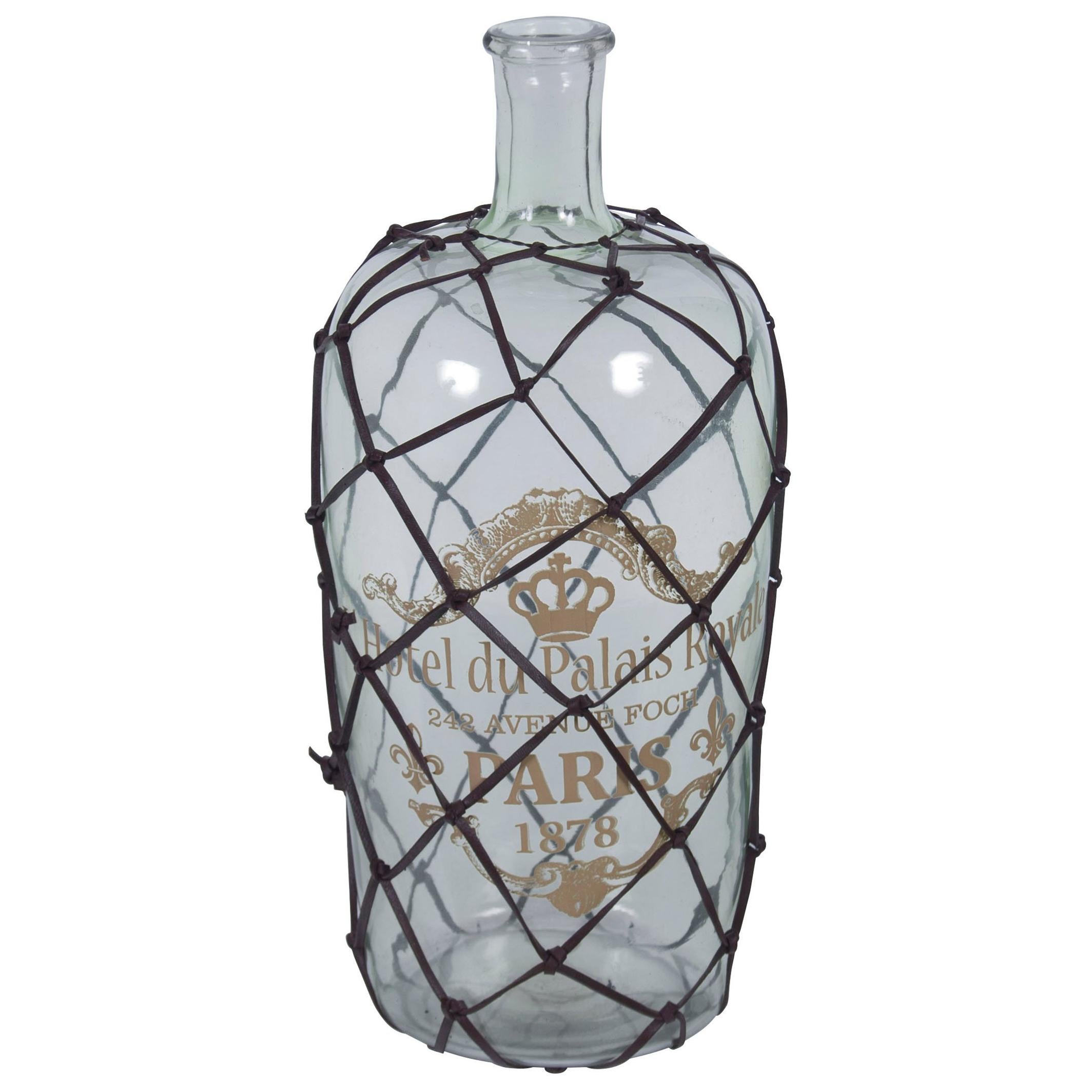 Vintage Style Leather Wrapped Decorative Bottle Wine Jug For Sale
