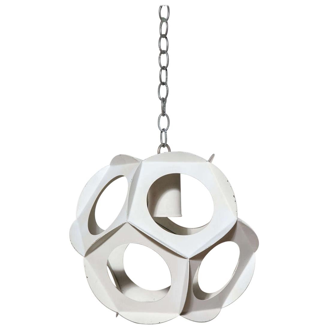 Preben Dahl Style White Cut Out Nonagon Hanging Pendant, 1960s For Sale