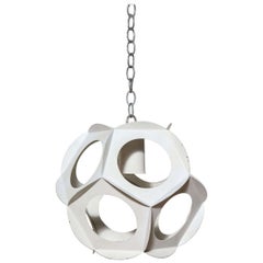 Vintage Preben Dahl Style White Cut Out Nonagon Hanging Pendant, 1960s