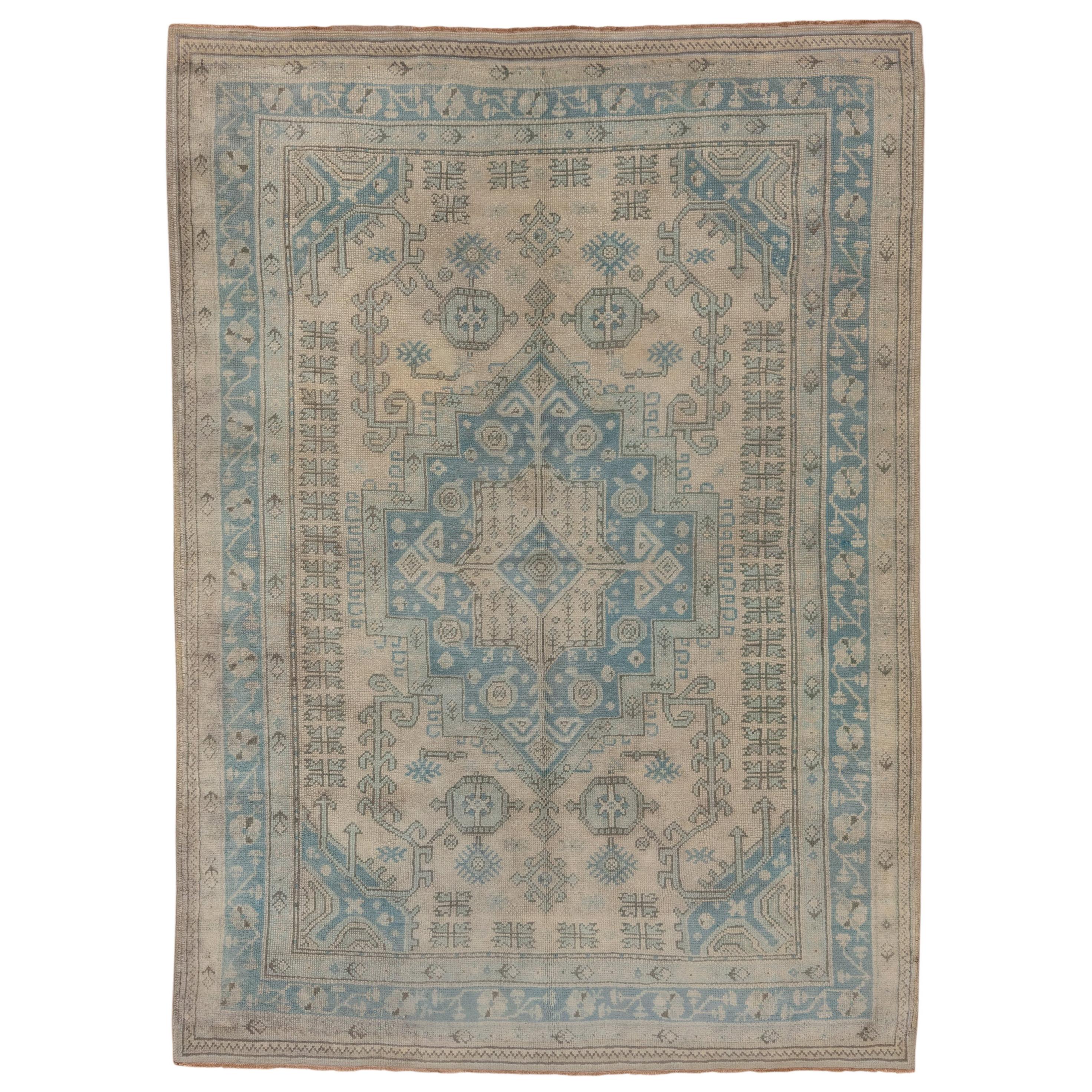 Blue Oushak Carpet, circa 1910s For Sale