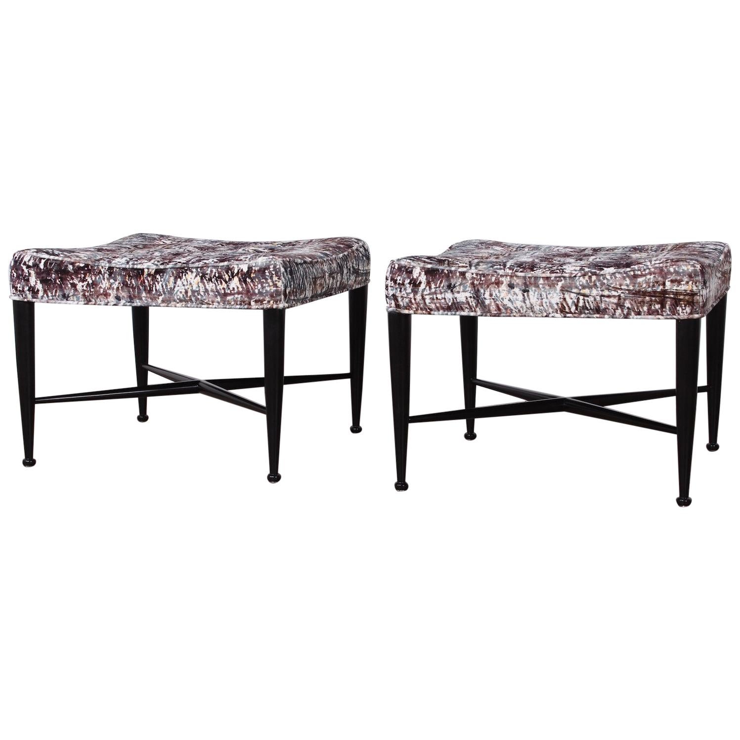 Pair of Dunbar Thebes Stools by Edward Wormley 