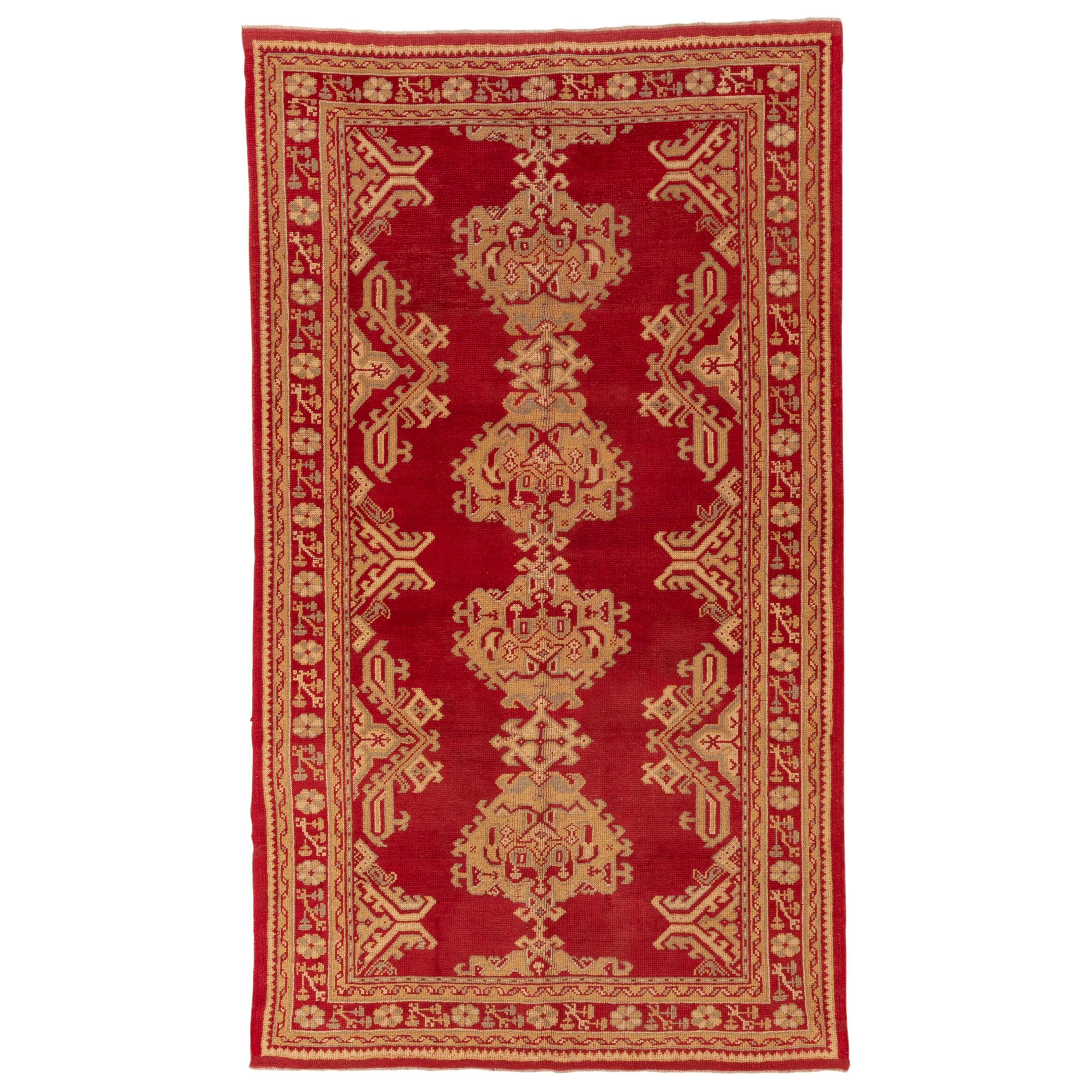 Red Oushak Rug, circa 1920s For Sale