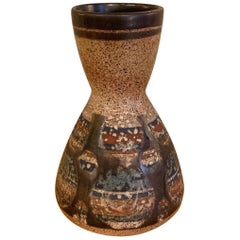 Vase en poterie d'art moderne du milieu du siècle dernier par Lapid:: Israël