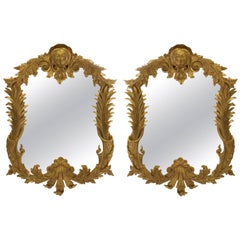 Pair of Large George III Style Giltwood Mirrors